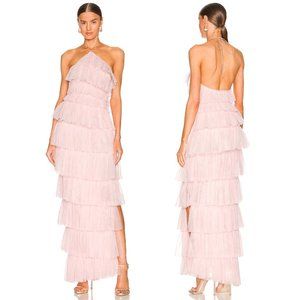 NEW The Bar Henri Gown in Rose Light Pink Tulle 0 XS Maxi Dress Halter Barbie